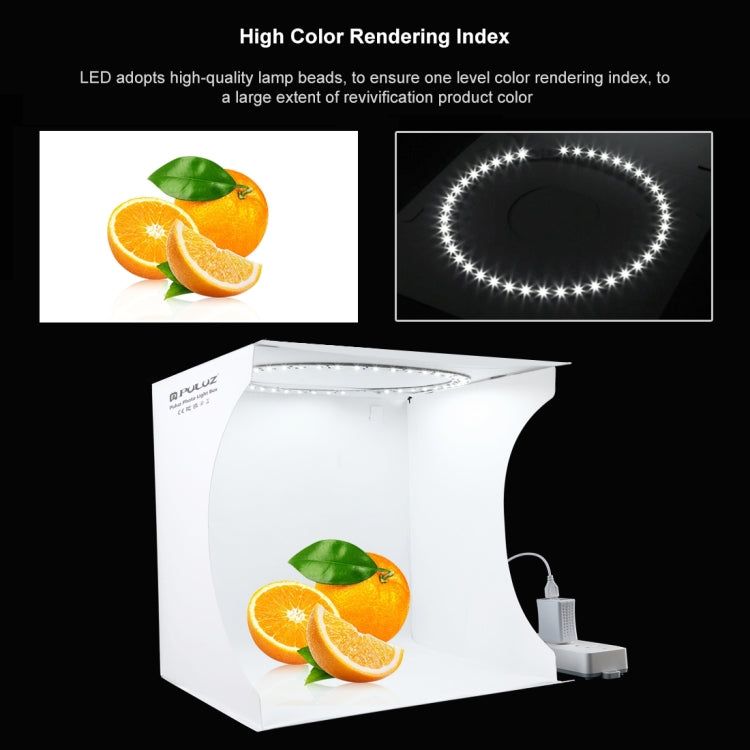 PULUZ 30 cm pieghevole portatile pannello luminoso ad anello illuminazione fotografica studio tenda da tiro kit con 6 colori fondali (nero, bianco, giallo, rosso, verde, blu), dimensioni da aperto: 31 cm x 31 cm x 32 cm