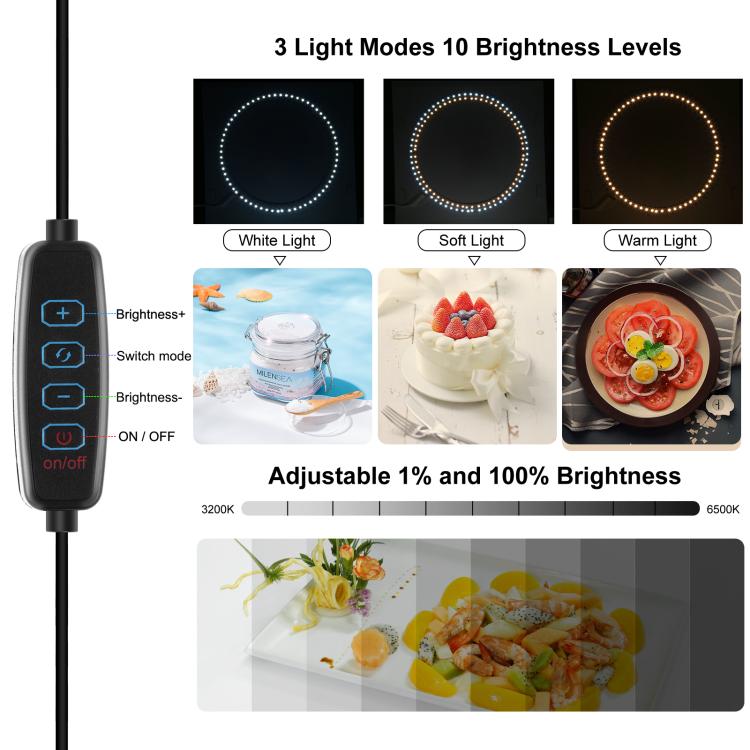 PULUZ 40 cm Pieghevole Luce Anulare Portatile USB Illuminazione Fotografica Tenda da Studio con 6 Fondali Colorati su Doppio Lato, Dimensioni: 40 cm x 40 cm x 40 cm, 40cm