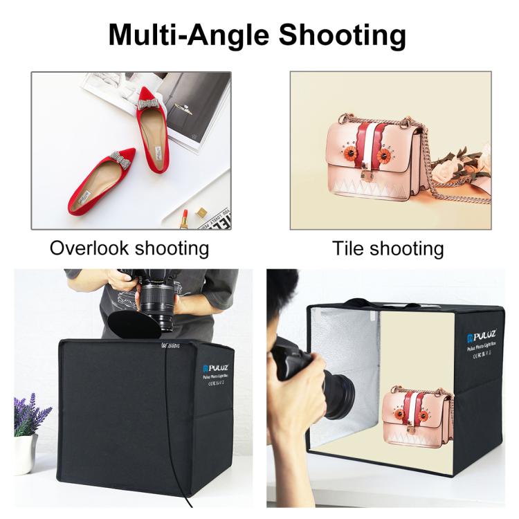 PULUZ 40 cm Pieghevole Luce Anulare Portatile USB Illuminazione Fotografica Tenda da Studio con 6 Fondali Colorati su Doppio Lato, Dimensioni: 40 cm x 40 cm x 40 cm