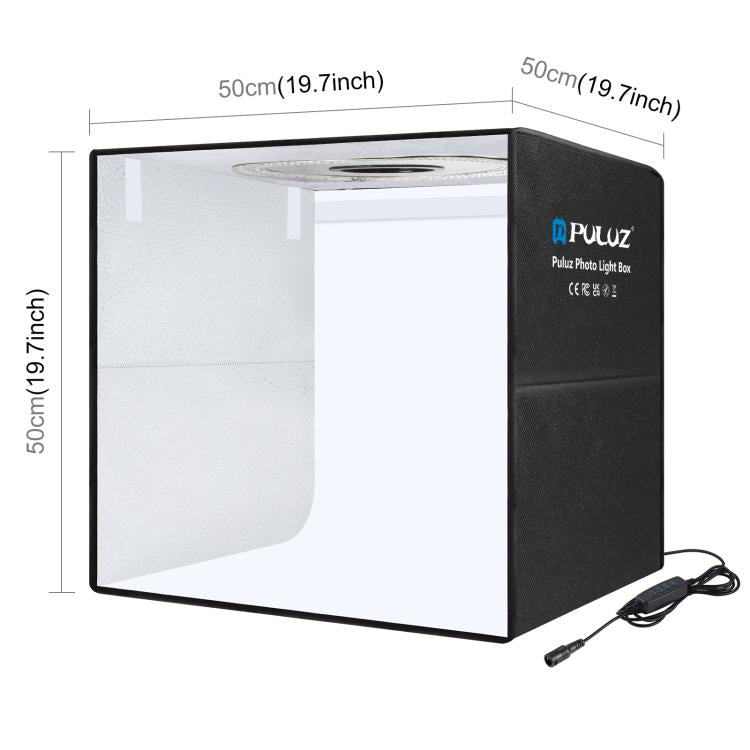PULUZ Anello luminoso portatile pieghevole da 50 cm PD30W Ricarica rapida USB Illuminazione fotografica Tenda da studio con 6 fondali bifacciali, Dimensioni: 50 cm x 50 cm x 50 cm