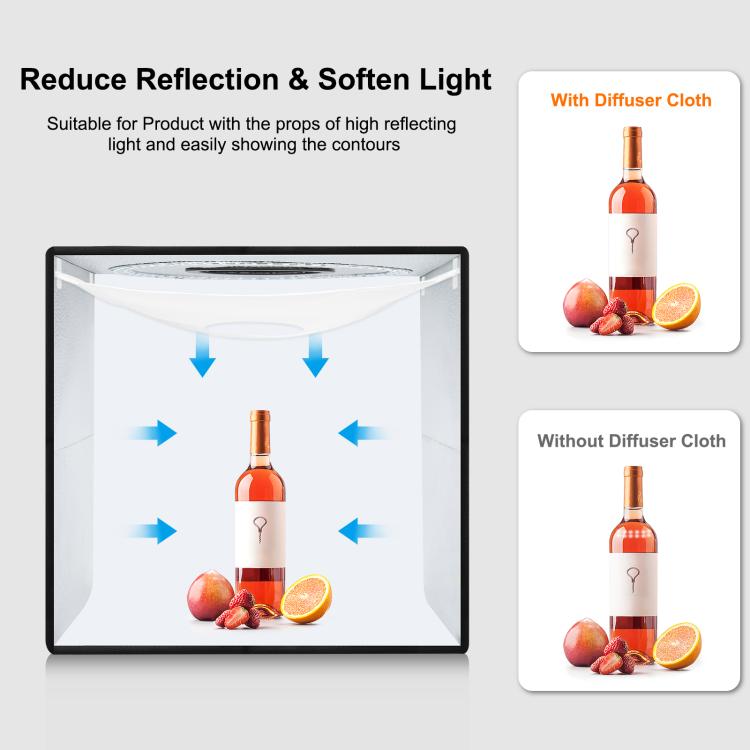 PULUZ Anello luminoso portatile pieghevole da 50 cm PD30W Ricarica rapida USB Illuminazione fotografica Tenda da studio con 6 fondali bifacciali, Dimensioni: 50 cm x 50 cm x 50 cm