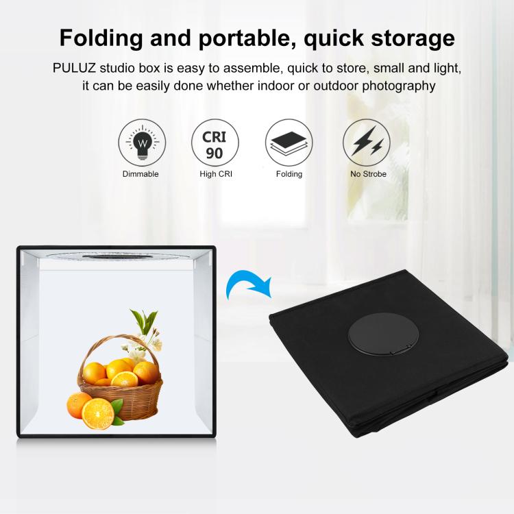 PULUZ Anello luminoso portatile pieghevole da 50 cm PD30W Ricarica rapida USB Illuminazione fotografica Tenda da studio con 6 fondali bifacciali, Dimensioni: 50 cm x 50 cm x 50 cm