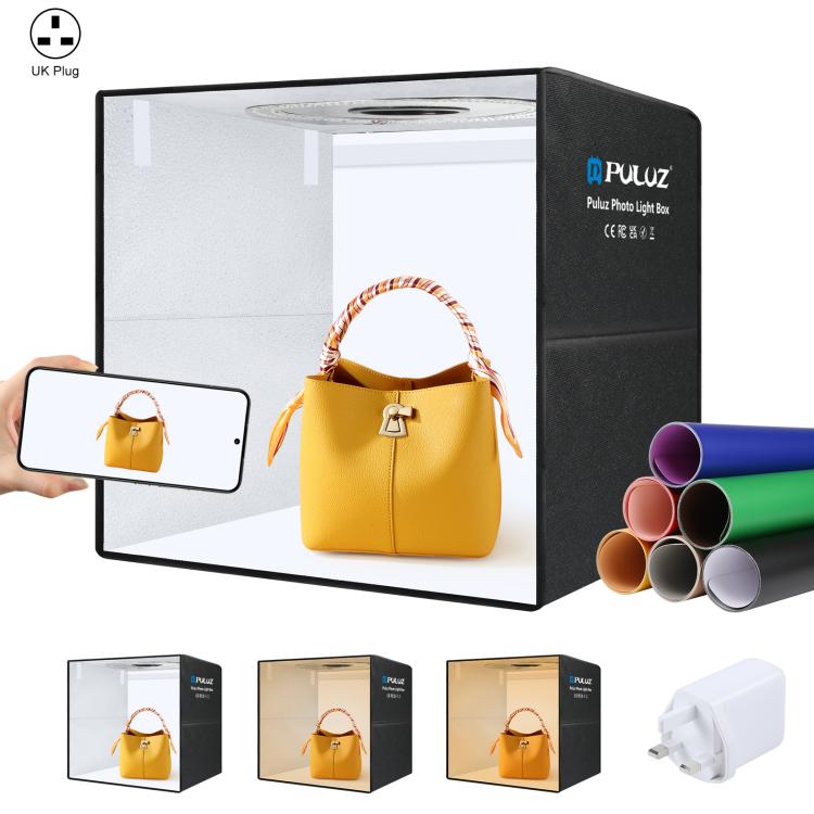 PULUZ Anello luminoso portatile pieghevole da 50 cm PD30W Ricarica rapida USB Illuminazione fotografica Tenda da studio con 6 fondali bifacciali, Dimensioni: 50 cm x 50 cm x 50 cm