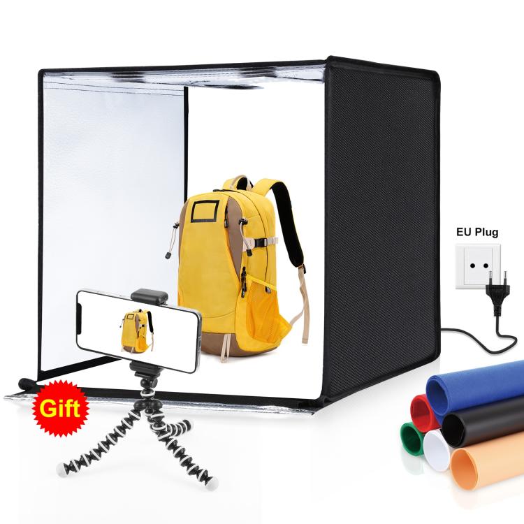 PULUZ Photo Studio Light Box Tenda portatile 60 x 60 x 60 cm LED 5500K Luce bianca dimmerabile Mini 36W Kit tenda da studio fotografico con 6 fondali rimovibili (Nero Arancione Bianco Verde Blu Rosso), 60cm Box(US), 60cm Box(UK), 60cm Box(EU)����������...