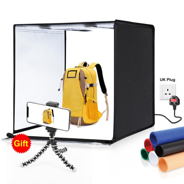 PULUZ Photo Studio Light Box Tenda portatile 60 x 60 x 60 cm LED 5500K Luce bianca dimmerabile Mini 36W Kit tenda da studio fotografico con 6 fondali rimovibili (Nero Arancione Bianco Verde Blu Rosso), 60cm Box(US), 60cm Box(UK), 60cm Box(EU)����������...