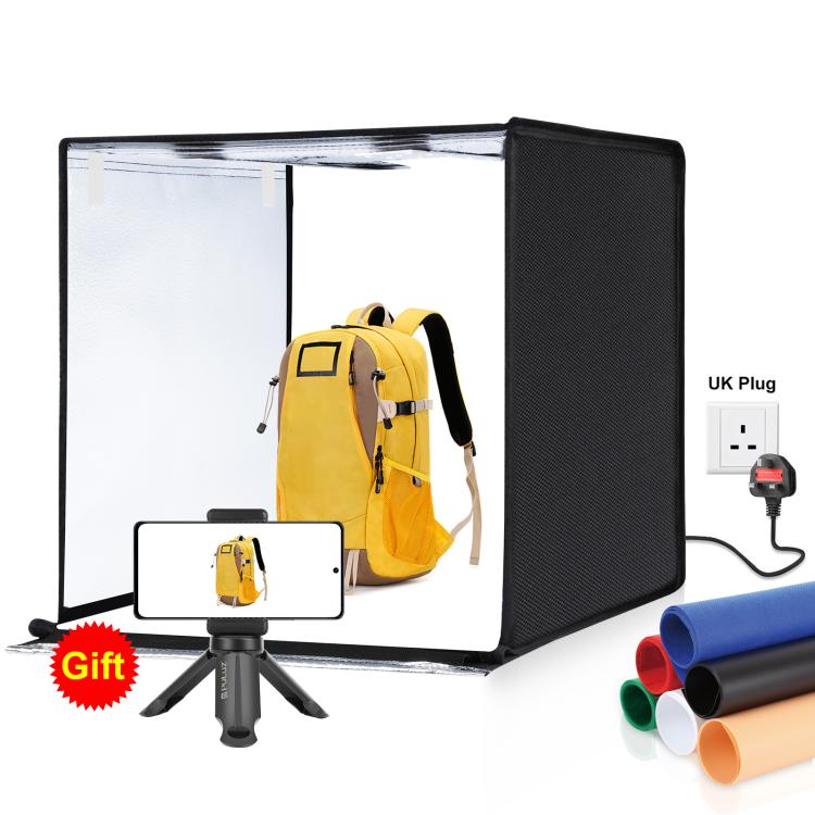 PULUZ Photo Studio Light Box Tenda portatile 60 x 60 x 60 cm LED 5500K Luce bianca dimmerabile Mini 36W Kit tenda da studio fotografico con 6 fondali rimovibili (Nero Arancione Bianco Verde Blu Rosso), 60cm Box(US), 60cm Box(UK), 60cm Box(EU)          ...