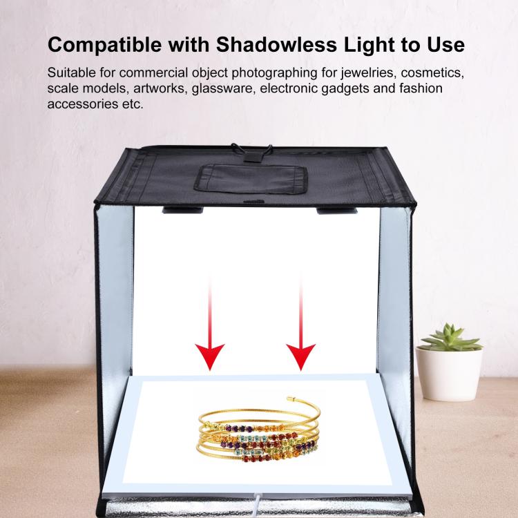 PULUZ Photo Studio Light Box Tenda portatile 60 x 60 x 60 cm LED 5500K Luce bianca dimmerabile Mini 36W Kit tenda da studio fotografico con 6 fondali rimovibili (Nero Arancione Bianco Verde Blu Rosso), 60cm Box(US), 60cm Box(UK), 60cm Box(EU)          ...