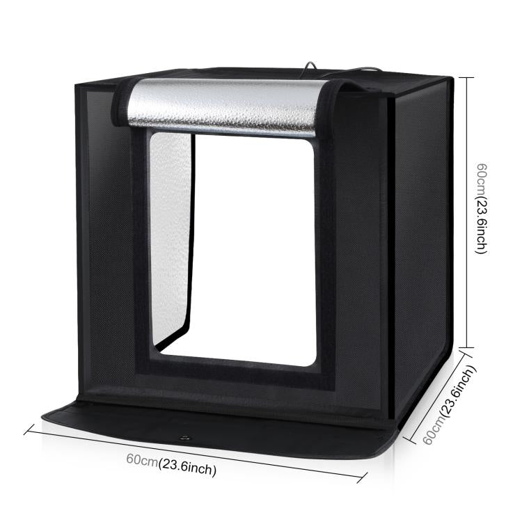 PULUZ Photo Studio Light Box Tenda portatile 60 x 60 x 60 cm LED 5500K Luce bianca dimmerabile Mini 36W Kit tenda da studio fotografico con 6 fondali rimovibili (Nero Arancione Bianco Verde Blu Rosso)