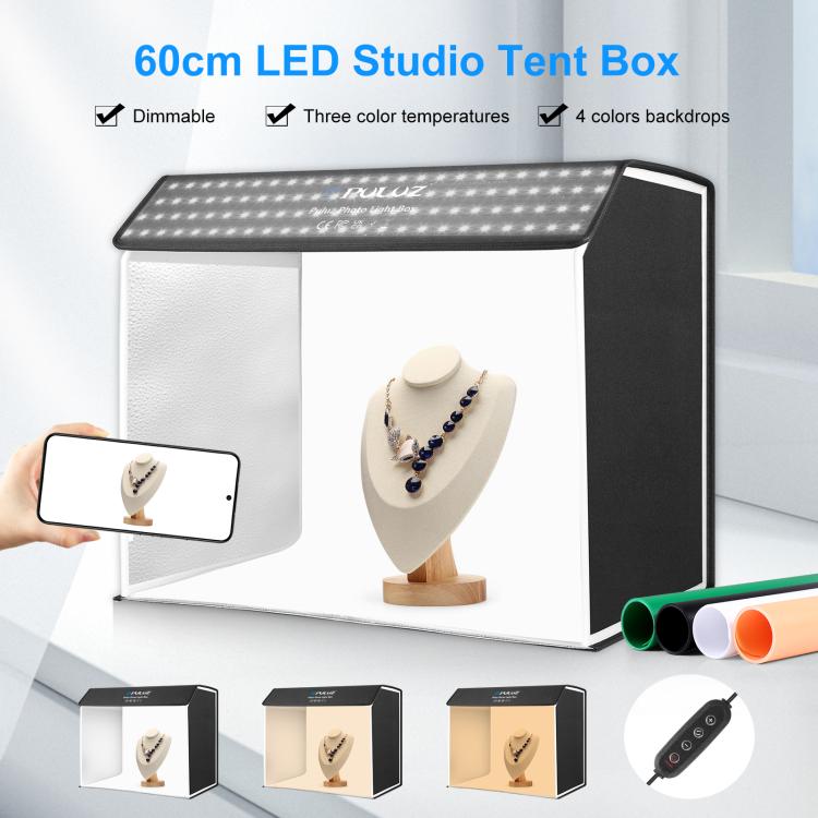 PULUZ Photo Studio Light Box Kit portatile per tende da studio fotografico cubico da 60 x 40 cm con 6 fondali colorati