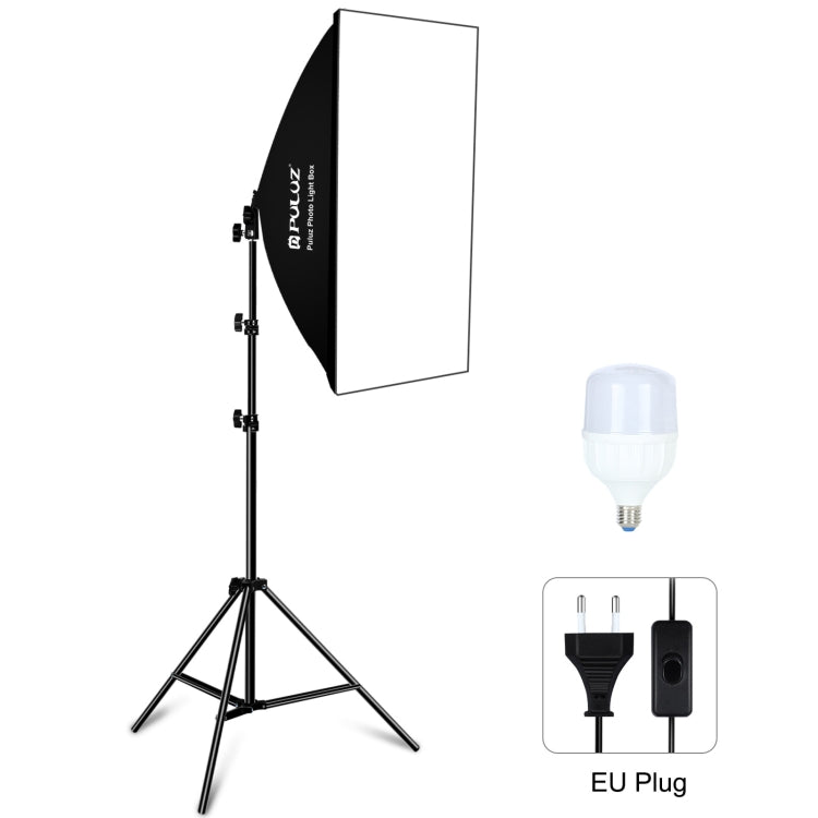 PULUZ Softbox da studio 50x70 cm + supporto per treppiede da 2 m + kit fotografico con lampadina LED a luce bianca E27 30 W 5700 K