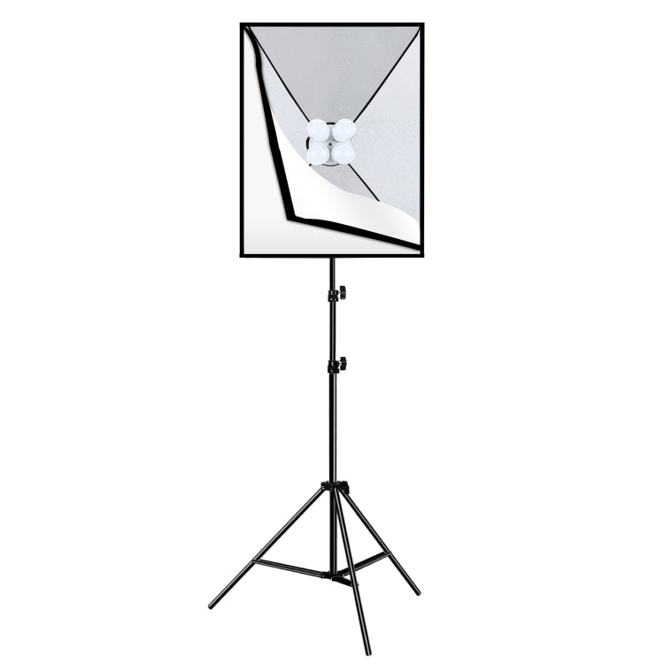 PULUZ Softbox da studio 50x70 cm + supporto per treppiede da 2 m + 4 kit di illuminazione fotografica per lampadine LED E27 24 W 5700 K a luce bianca, 4 x Bulb EU Plug, 4 x Bulb US Plug