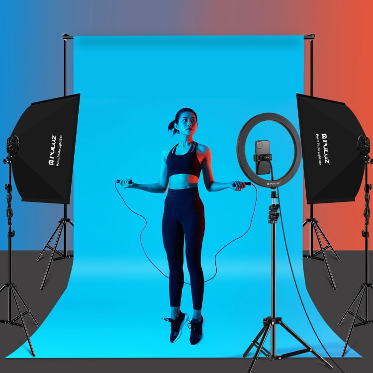 PULUZ Softbox da studio 50x70 cm + supporto per treppiede da 2 m + 4 kit di illuminazione fotografica per lampadine LED E27 24 W 5700 K a luce bianca, 4 x Bulb EU Plug, 4 x Bulb US Plug