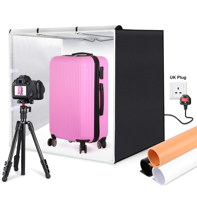 PULUZ 80 cm pieghevole portatile 80 W 9050LM luce bianca illuminazione fotografica studio di ripresa tenda kit con 3 colori (nero, bianco, arancione) fondali, 80cm Box(US), 80cm Box(EU), 80cm Box(AU), 80cm Box(UK)