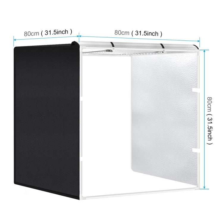 PULUZ 80 cm pieghevole portatile 80 W 9050LM luce bianca illuminazione fotografica studio di ripresa tenda kit con 3 colori (nero, bianco, arancione) fondali, 80cm Box(US), 80cm Box(EU), 80cm Box(AU), 80cm Box(UK)