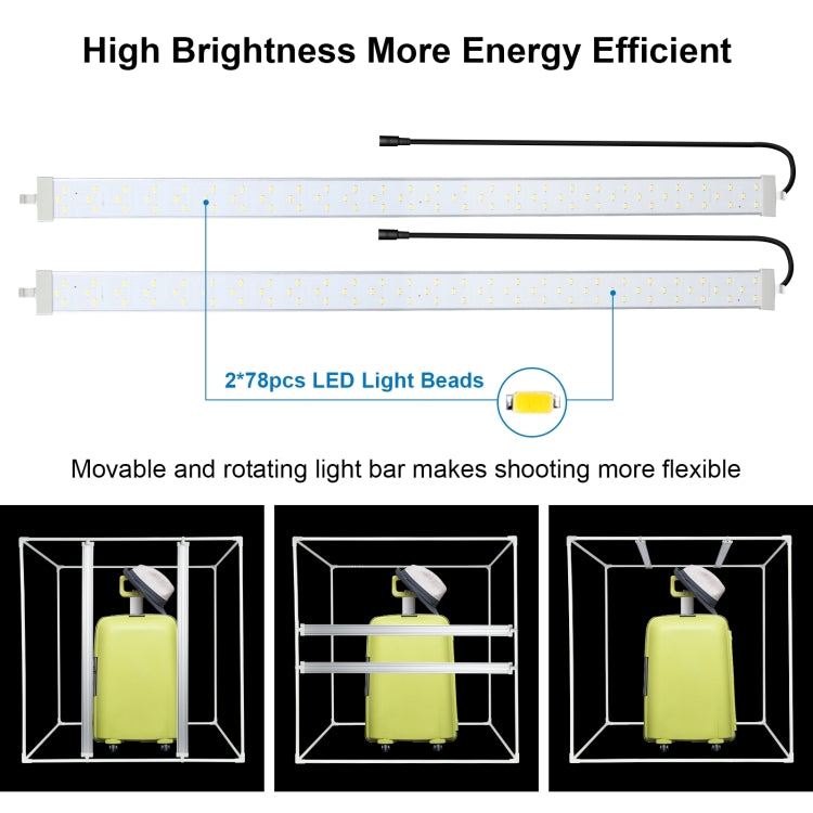 PULUZ 80 cm pieghevole portatile 80 W 9050LM luce bianca illuminazione fotografica studio di ripresa tenda kit con 3 colori (nero, bianco, arancione) fondali, 80cm Box(US), 80cm Box(EU), 80cm Box(AU), 80cm Box(UK)