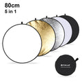 PULUZ 80 cm 5 in 1 (Argento/Traslucido/Oro/Bianco/Nero) Pannello riflettente pieghevole per studio fotografico, 80cm Reflector