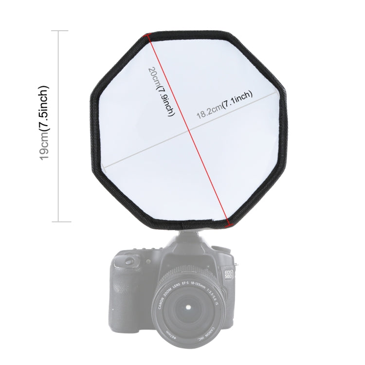 Softbox diffusore di luce flash morbido pieghevole stile ottagonale PULUZ da 20 cm, 20cm Octangle