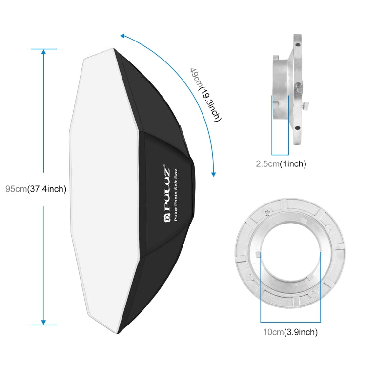 Diffusore per softbox parabolico ottagonale Speedlite Flash PULUZ da 95 cm, 95cm Octangle