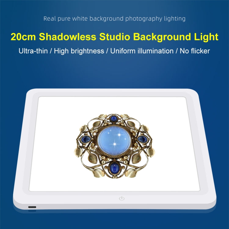PULUZ Tappetino luminoso a LED senza ombre da 20 cm per box da studio fotografico