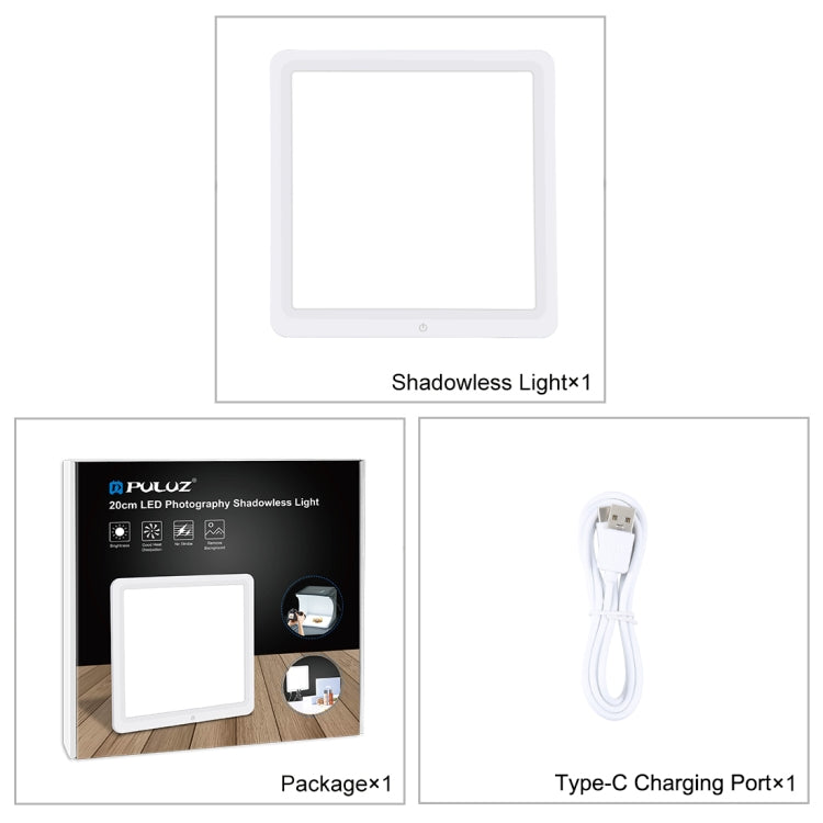 PULUZ Tappetino luminoso a LED senza ombre da 20 cm per box da studio fotografico