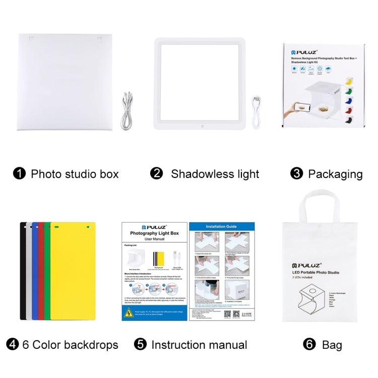 PULUZ Mini LED Fotografia Lampada a luce senza ombre Pannello Pad + Scatola per tenda da tiro in studio, Materiale acrilico, Area effettiva 20 cm x 20 cm