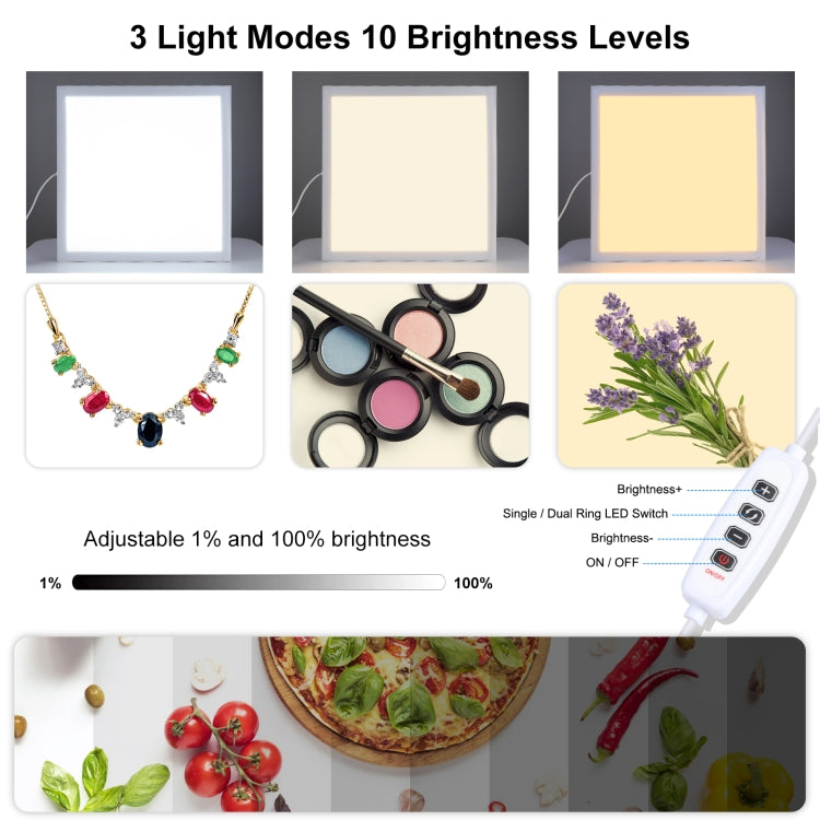 PULUZ 1000LM LED Acrilico No Polare Oscuramento Luce Senza Ombre con Interruttore per Scatola da Studio Fotografico da 40 cm