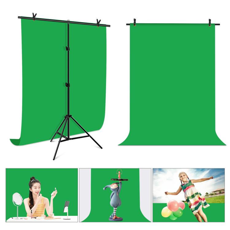 PULUZ 1x2m Kit staffa traversa per fondale per studio fotografico a forma di T, supporto per sfondo con clip, 1 x 2m Bracket Kit