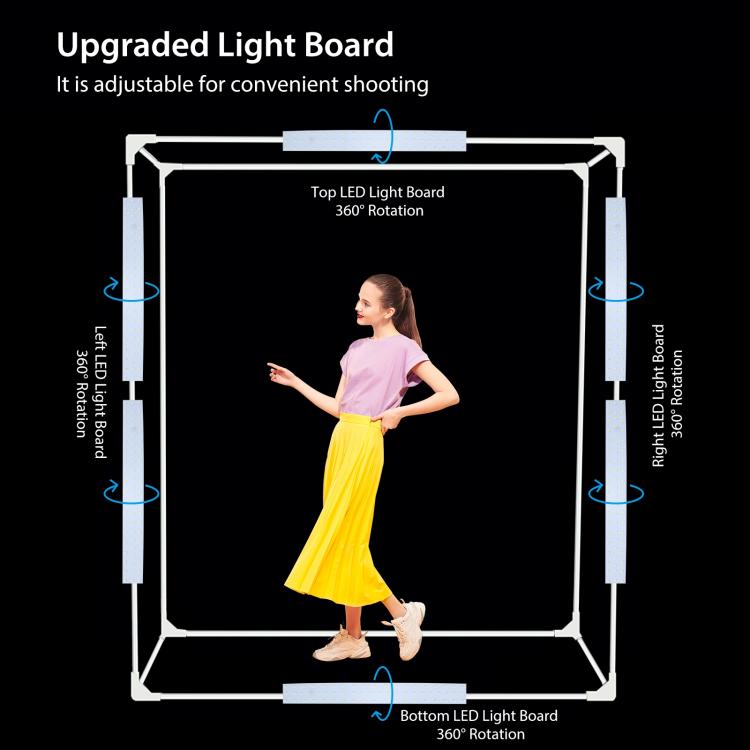 PULUZ 2m 240W 5500K Kit luce fotografica da studio per vestiti/ritratto modello adulto, 2m Box(US), 2m Box(EU), 2m Box(AU), 2m Box(UK)