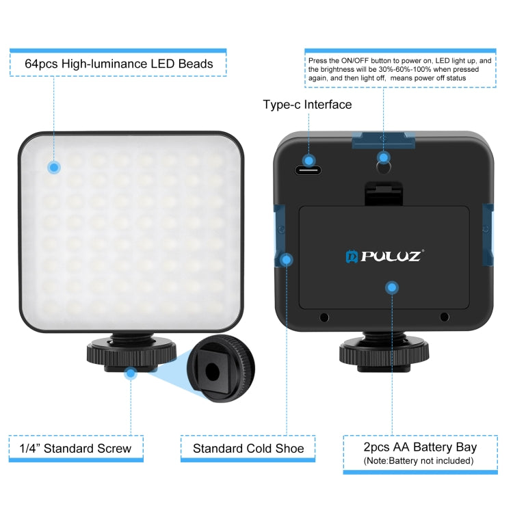 PULUZ 64 LED 5W Luce di riempimento per giunzioni video per fotocamera/videocamera, 64 LED