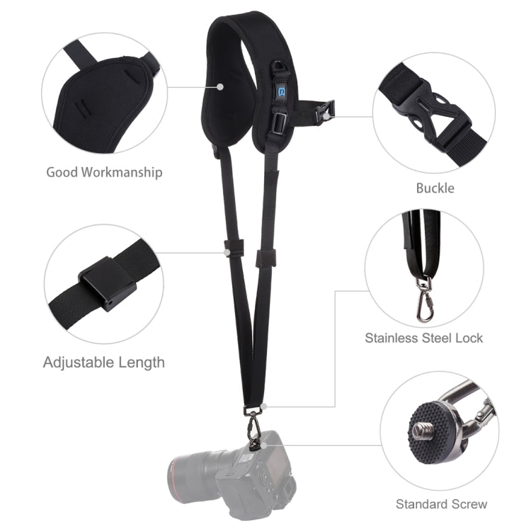 PULUZ Tracolla per fotocamera curva e traspirante in nylon morbido antiscivolo a sgancio rapido con gancio in metallo per fotocamere SLR / DSLR, Curved Strap