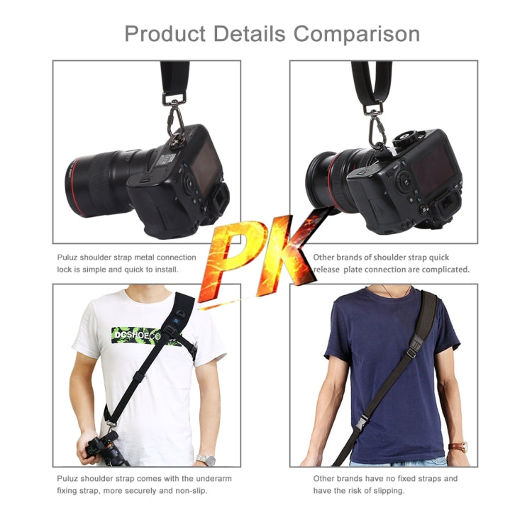 PULUZ Tracolla per fotocamera curva e traspirante in nylon morbido antiscivolo a sgancio rapido con gancio in metallo per fotocamere SLR / DSLR, Curved Strap