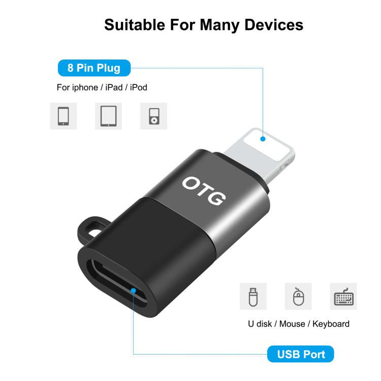Adattatore OTG PD PULUZ da 8 pin a USB-C / Type-C, 8 Pin OTG Adapter