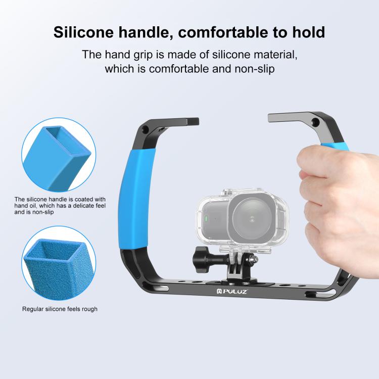 PULUZ Dual Silicone Manici in lega di alluminio per immersione subacquea per GoPro, altre action camera e smartphone, For Action Cameras and Smartphones