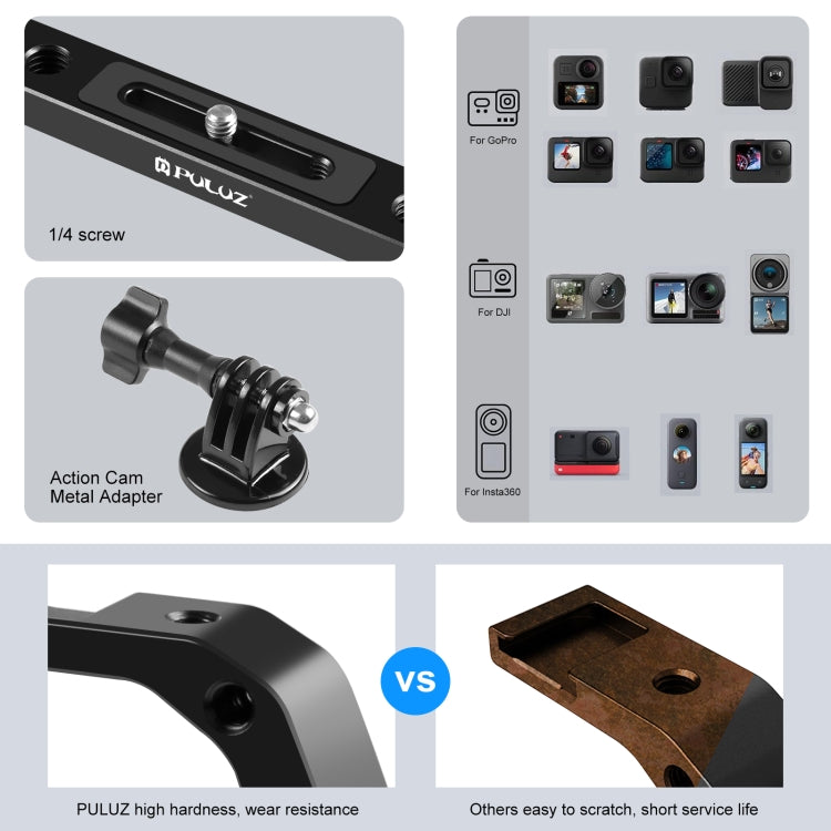 PULUZ Dual Silicone Manici in lega di alluminio per immersione subacquea per GoPro, altre action camera e smartphone, For Action Cameras and Smartphones
