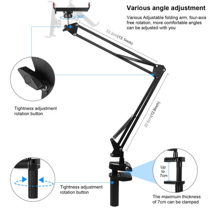 Supporto per braccio articolato da tavolo per trasmissione in diretta PULUZ con morsetto per tablet, Tablet Clamp