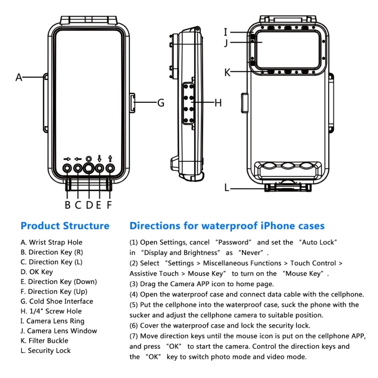 PULUZ Custodia Subacquea Impermeabile 45m/147ft Foto Video Scattare Foto Subacquee Cover per iPhone Serie 14, Serie iPhone 13, Serie iPhone 12, Serie iPhone 11, Serie iPhone X, iPhone 8 e 7, iPhone 6s, iOS 13.0 o Versione Superiore iPhone��������������...