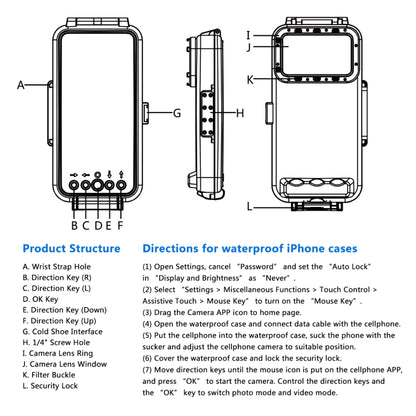 PULUZ Custodia Subacquea Impermeabile 45m/147ft Foto Video Scattare Foto Subacquee Cover per iPhone Serie 14, Serie iPhone 13, Serie iPhone 12, Serie iPhone 11, Serie iPhone X, iPhone 8 e 7, iPhone 6s, iOS 13.0 o Versione Superiore iPhone��������������...