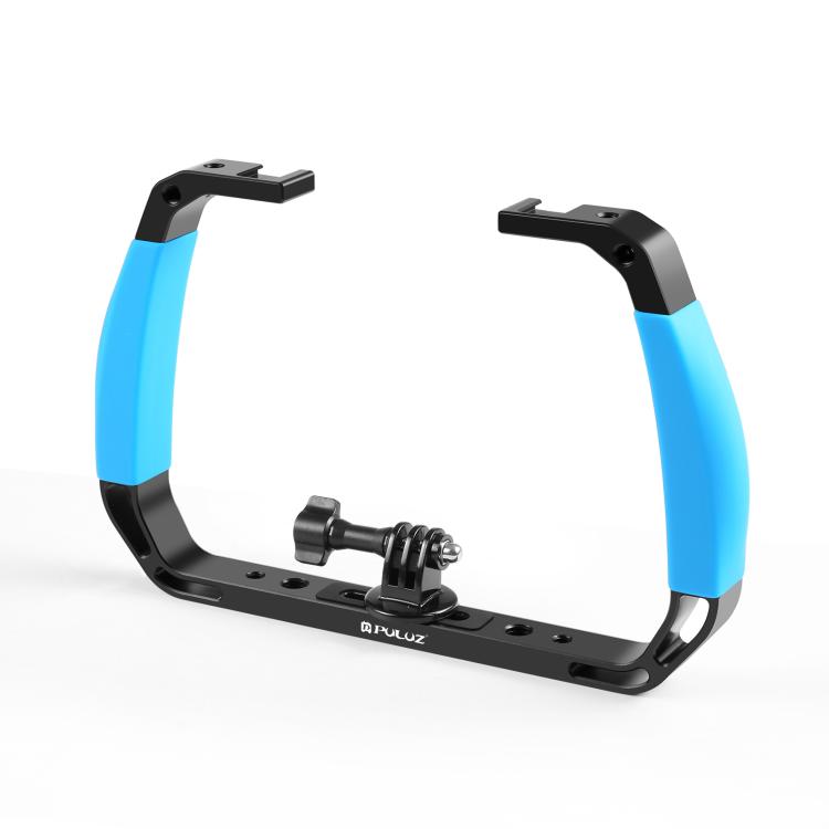 PULUZ Doppi manici in silicone Attrezzatura subacquea per immersione subacquea in lega di alluminio per GoPro, DJI OSMO Action, Insta360 e altre action camera, For GoPro Action Cameras