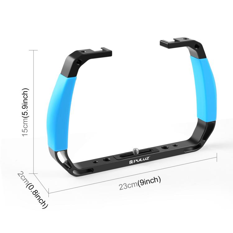 PULUZ Doppi manici in silicone Attrezzatura subacquea per immersione subacquea in lega di alluminio per GoPro, DJI OSMO Action, Insta360 e altre action camera, For GoPro Action Cameras