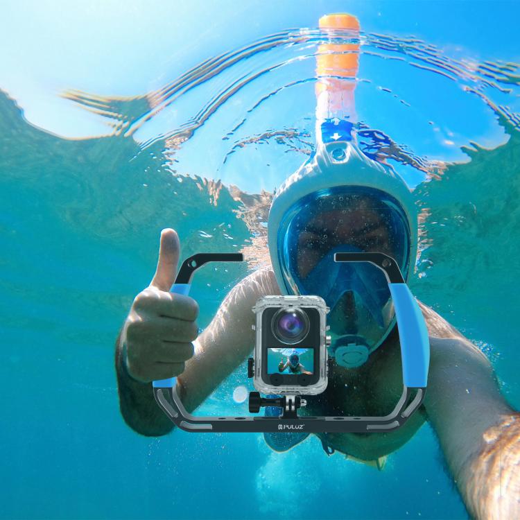 PULUZ Doppi manici in silicone Attrezzatura subacquea per immersione subacquea in lega di alluminio per GoPro, DJI OSMO Action, Insta360 e altre action camera, For GoPro Action Cameras