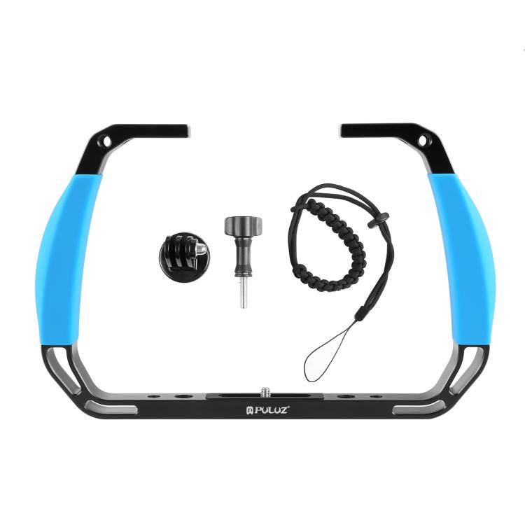 PULUZ Doppi manici in silicone Attrezzatura subacquea per immersione subacquea in lega di alluminio per GoPro, DJI OSMO Action, Insta360 e altre action camera, For GoPro Action Cameras