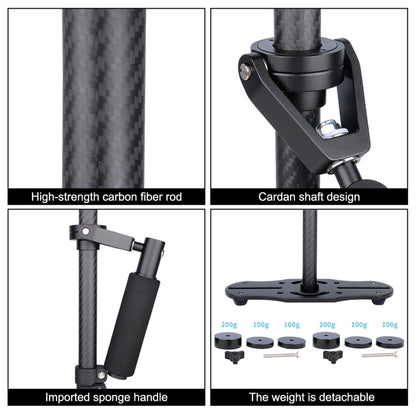 Stabilizzatore portatile in fibra di carbonio PULUZ 38,5-61 cm per video e fotocamere digitali DSLR e DV, portata 0,5-3 kg, S60T Black, S60T Blue, S60T Red, S60T Green, S60T Orange