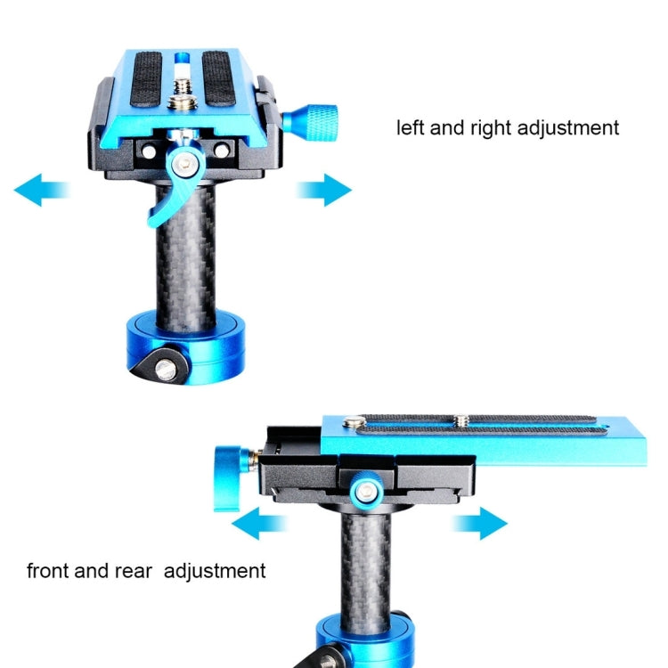 Stabilizzatore portatile in fibra di carbonio PULUZ 38,5-61 cm per video e fotocamere digitali DSLR e DV, portata 0,5-3 kg, S60T Blue