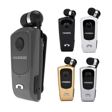 F920 CSR4.1 Auricolare Bluetooth antifurto con promemoria di vibrazione del chiamante con cavo retrattile, Black, White, Gold, Silver, Gray