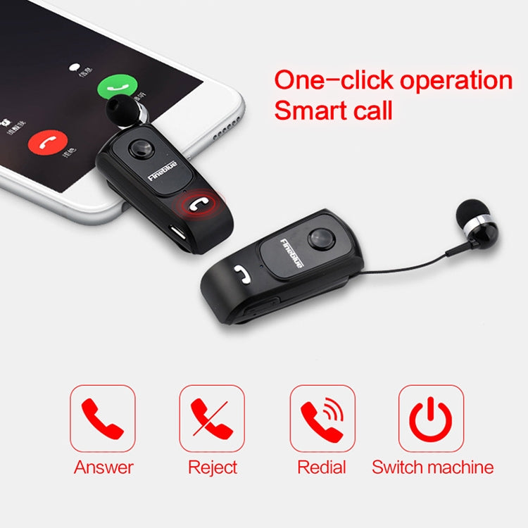 F920 CSR4.1 Auricolare Bluetooth antifurto con promemoria di vibrazione del chiamante con cavo retrattile, Black, White, Gold, Silver, Gray