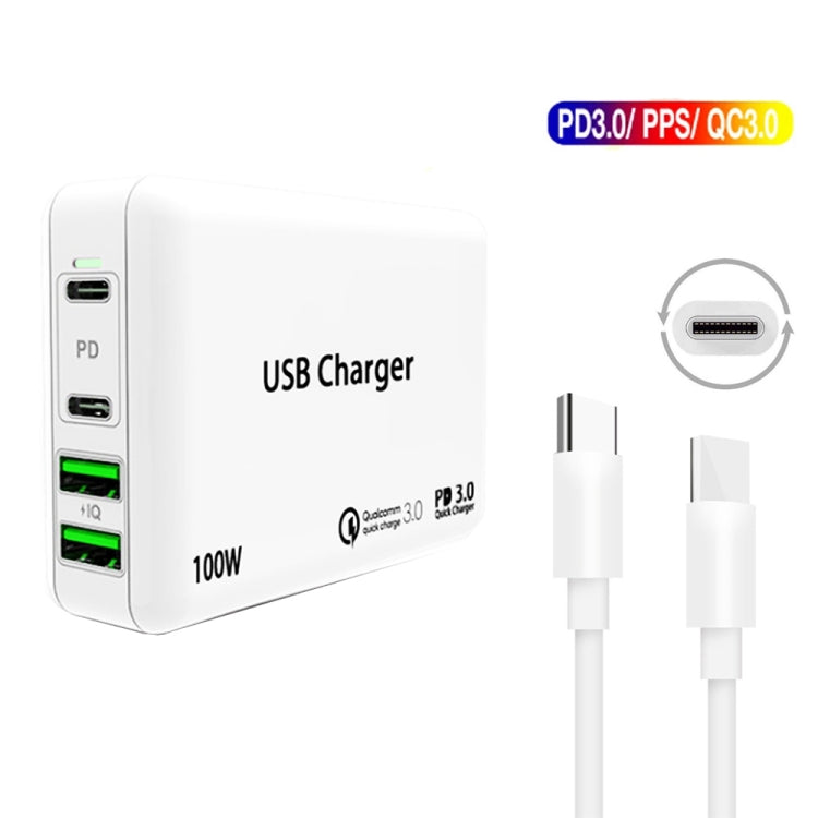 PD100W-A9 PD100W Dual Dort USB-C / Type-C + Caricatore doppio USB con cavo di ricarica rapida da USB-C / Type-C a USB-C / Type-C 5A per la serie Apple MacBook, EU Plug, US Plug, UK Plug