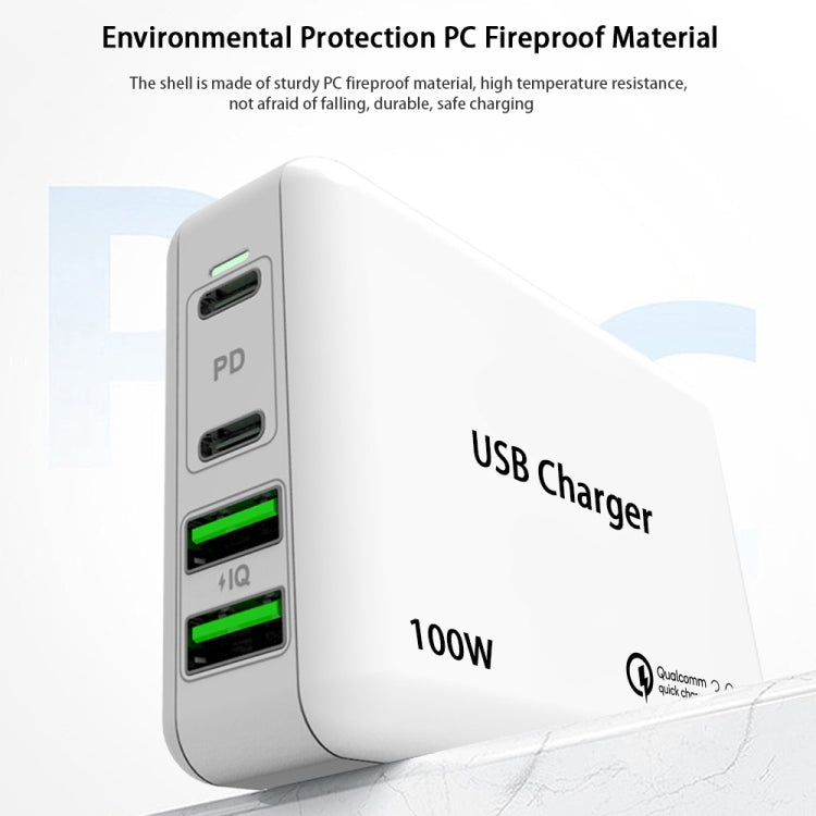 PD100W-A9 PD100W Dual Dort USB-C / Type-C + Caricatore doppio USB con cavo di ricarica rapida da USB-C / Type-C a USB-C / Type-C 5A per la serie Apple MacBook, EU Plug, US Plug, UK Plug