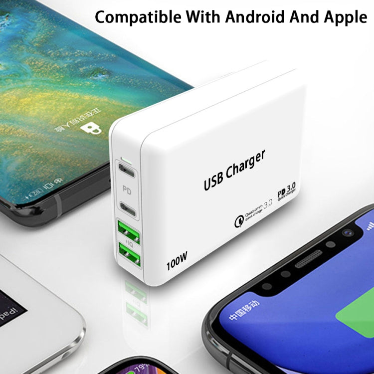 PD100W-A9 PD100W Dual Dort USB-C / Type-C + Caricatore doppio USB con cavo di ricarica rapida da USB-C / Type-C a USB-C / Type-C 5A per la serie Apple MacBook, EU Plug, US Plug, UK Plug