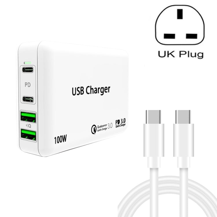 PD100W-A9 PD100W Dual Dort USB-C / Type-C + Caricatore doppio USB con cavo di ricarica rapida da USB-C / Type-C a USB-C / Type-C 5A per la serie Apple MacBook, EU Plug, US Plug, UK Plug