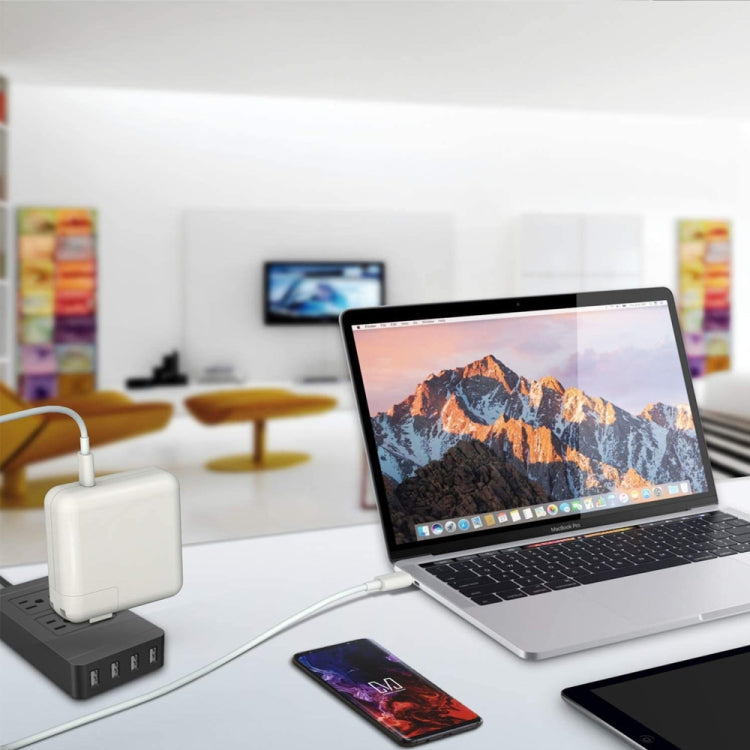 PD-96W Adattatore per laptop USB-C / Type-C PD da 96 W + cavo di ricarica rapida da USB-C / Type-C a USB-C / Type-C da 2 m 5 A per MacBook Pro, EU Plug, US Plug, UK Plug